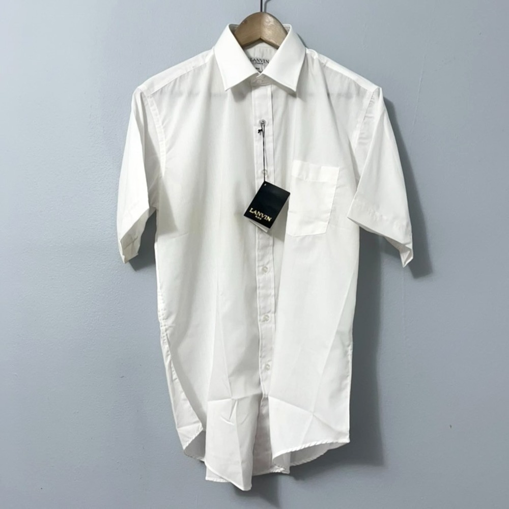 Vintage Lavin Shirt Men 15.5 White Short Sleeve Button Up Never Worn 70s